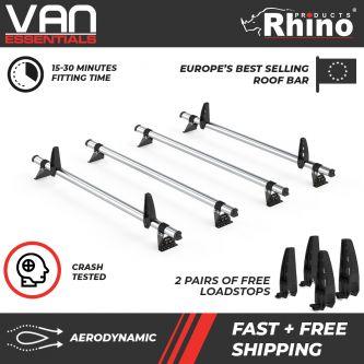 Vauxhall Movano all steel roof models 2010 to 2020  - Rhino Products 4x Delta Bars - QA4D-B64