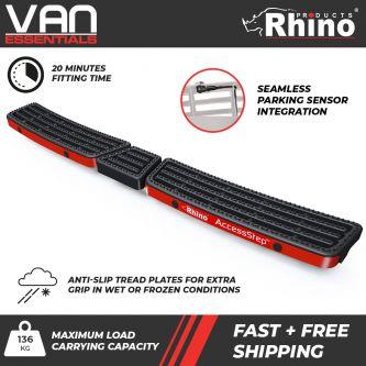 Renault Trafic 2001 to 2014 All Models - Rhino Products Triple Black Rear Access Step, Supplied with Parking Sensors - SS301BR