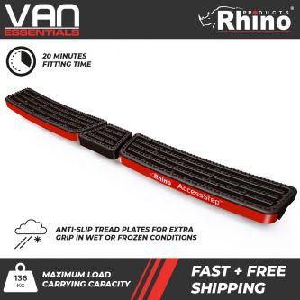 Volkswagen Crafter 2006 to 2017 FITS the L2 Twin Rear Wheel Model Only - Rhino Products Triple Black Rear Access Step - SS319B