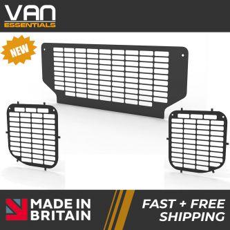Ford Transit Crew Cab/Tipper 2014 On Cab Side and Rear Window Guard Grilles in Black