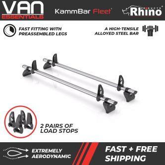 Volkswagen Crafter 2006 to 2017 all models - 2 x Rhino KammBar Roof Bars + 2 Pairs Loadstops