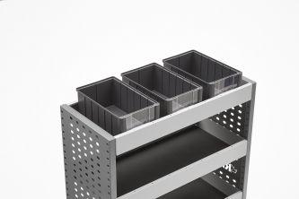 LinBins with Front Viewing Window for Rhino MR4 Internal Van Racking  - Fits the 800 x 380mm Depth Shelves - 3 Pack