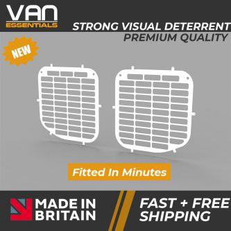 Ford Transit Crew Cab/Tipper 2014 On Cab Side Window Guard Grilles in White-PAIR