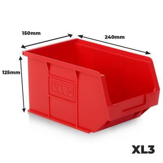 6 x Plastic Storage Container Bins XL3, 240mm (L) X 150mm (W) X 125mm (H)